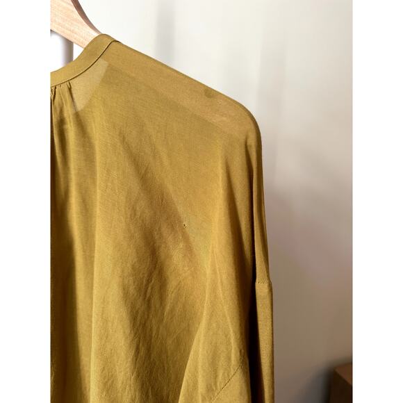 Dôen "The Jane" Mustard Button-Front Blouse, Size Small - Picture 3 of 5